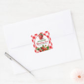 Red Gingham Strawberry Jam Jar Label (Envelop)