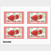 Red gingham Strawberry jam label (Vel)