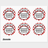 Red Gingham Strawberry Jelly Jam Jar Label (Vel)