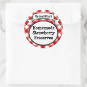 Red Gingham Strawberry Jelly Jam Jar Label (Tas)
