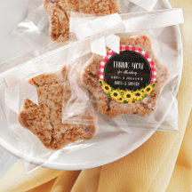 Red Gingham & Sunflower Baby-Q Shower Dank je