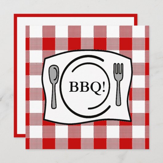 Red Gingham Tablecloth BBQ Kaart (Voorkant / Achterkant)