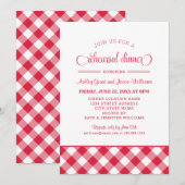Red Gingham Wedding Rehearsal Dinner Kaart (Voorkant / Achterkant)