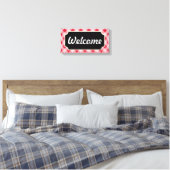 Red Gingham Welcome Sign Canvas Afdruk (Insitu (Slaapkamer))