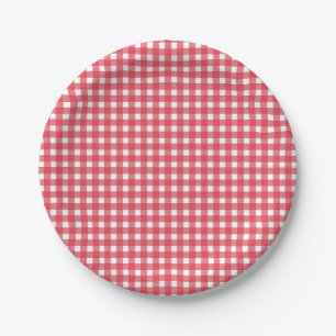Red Gingham Western Party Papieren Bordje
