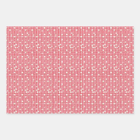 Red Gingham with Little White Daisies Inpakpapier Vel (Voorkant)