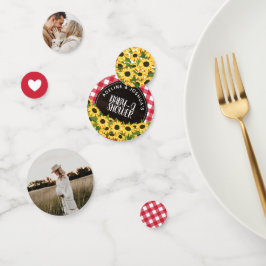 Red Gingham & Zonnebloemen Baby-Q Douche Confetti