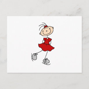 Red Girl Ice Skater T-shirts en cadeautjes Briefkaart