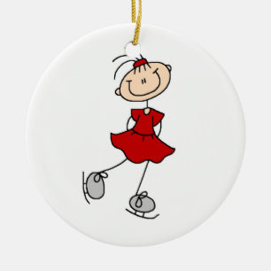 Red Girl Ice Skater T-shirts en cadeautjes Keramisch Ornament