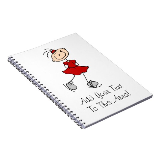 Red Girl Ice Skater T-shirts en cadeautjes Notitieboek (Rechterzijde)