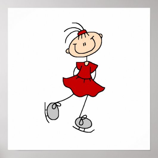 Red Girl Ice Skater T-shirts en cadeautjes Poster (Voorkant)