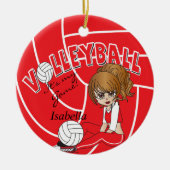 Red Girly Volleyball Keramisch Ornament (Voorkant)