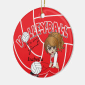 Red Girly Volleyball Keramisch Ornament (Links)
