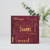 Red "Giving Merci" Thanksgiving Invitation (Debout devant)