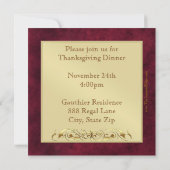 Red "Giving Merci" Thanksgiving Invitation (Dos)