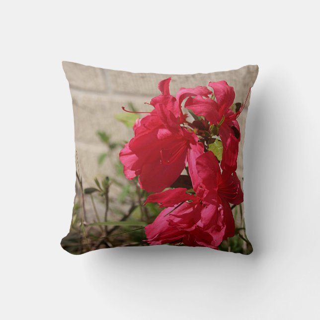 Red Gladiolas Spring Blossom Sierkussen (Voorkant)