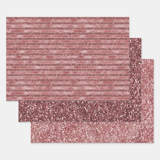Red Glam Glitter Stripes Inpakpapier Vel (Set)