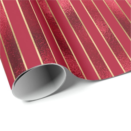 Red Glam Gold Stripes Cadeaupapier (Rol Hoek)