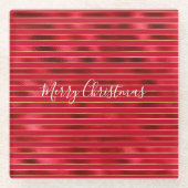 Red Glam Gold Stripes Glazen Onderzetter (Voorkant)