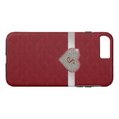 Red Glam Heart Monogram iPhone 7 Plus hoesje (Achterkant (Horizontaal))