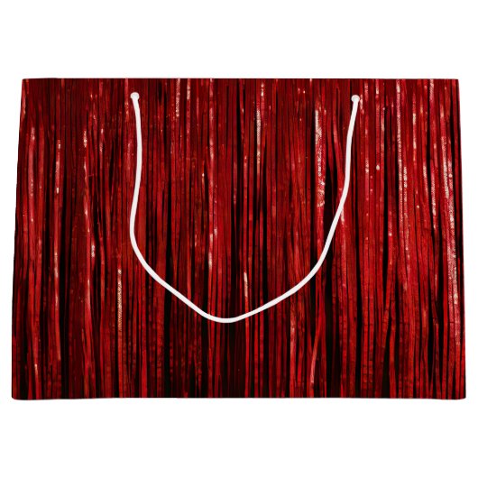 Red Glam Tinsel Stripes Groot Cadeauzakje (Voorkant)