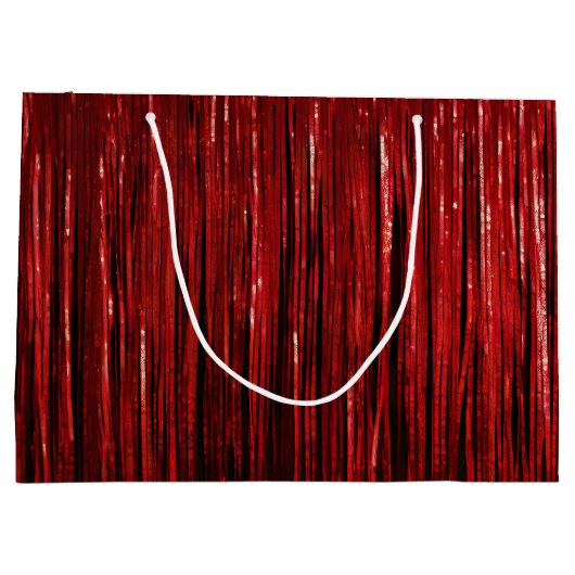 Red Glam Tinsel Stripes Groot Cadeauzakje (Achterkant)