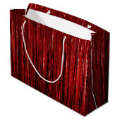 Red Glam Tinsel Stripes Groot Cadeauzakje (Achterkant Gekanteld)