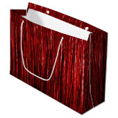 Red Glam Tinsel Stripes Groot Cadeauzakje (Voorkant Gekanteld)