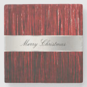 Red Glam Tinsel Stripes Stenen Onderzetter (Voorkant)