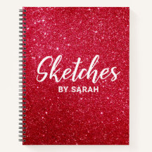 Red Glitter Artist Sketchbook Notitieboek Notitieb