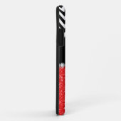 RED GLITTER BLACK CHEVRON MONOGRAMMED Case-Mate iPhone CASE (Achterkant/rechts)