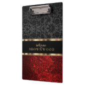 Red Glitter & Black Damask Klembord (Links)