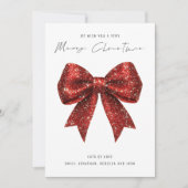 Red Glitter Bow 2026 Kalender Vrolijk Kerstfeest Feestdagenkaart (Voorkant)