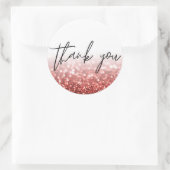 Red Glitter Calligraphy Bedankt Ronde Sticker (Tas)