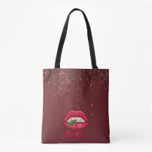 Red Glitter Drip Canvas tas