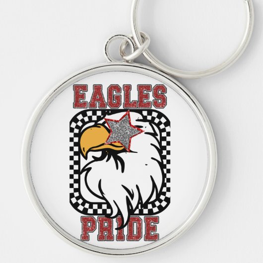 Red Glitter Eagles Pride Game Day Fan Gear-knop Sleutelhanger (Voorkant)