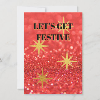 Red glitter effect background, Christmas stars Kaart