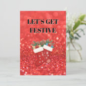 Red glitter effect background, Christmas stocking Kaart (Staand voorkant)