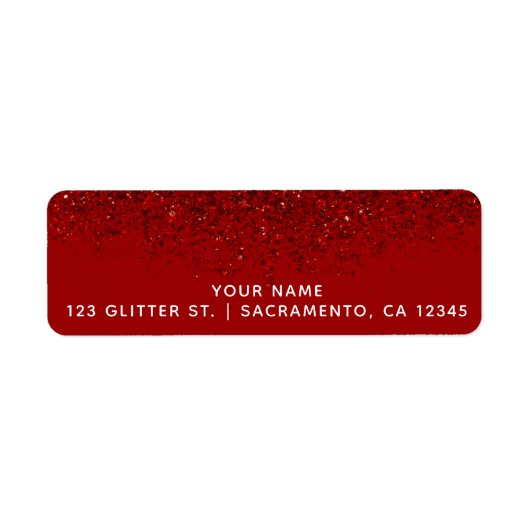 Red Glitter Glam Sparkle Elegant Chic Etiket (Voorkant)