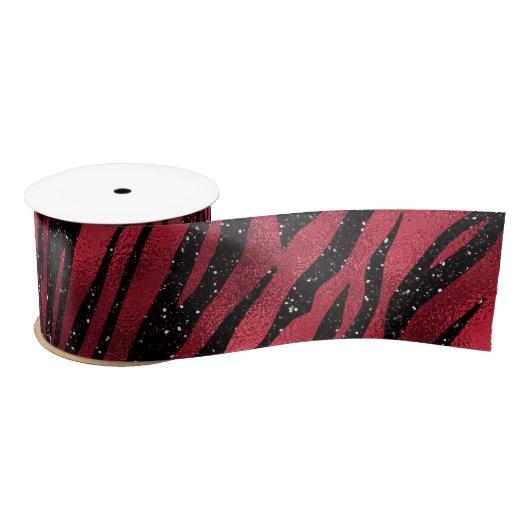 Red Glitter Glam Tiger Stripes Patroon Lint (Spoel)