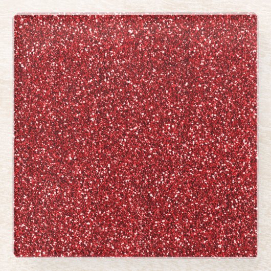 Red Glitter Glitz Glazen Onderzetter (Voorkant)