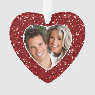 Red Glitter Heart Foto Lijst Aangepast kerstfeest Ornament