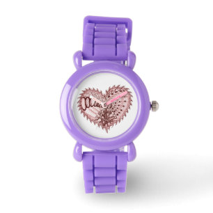 Red Glitter Heart Horloge