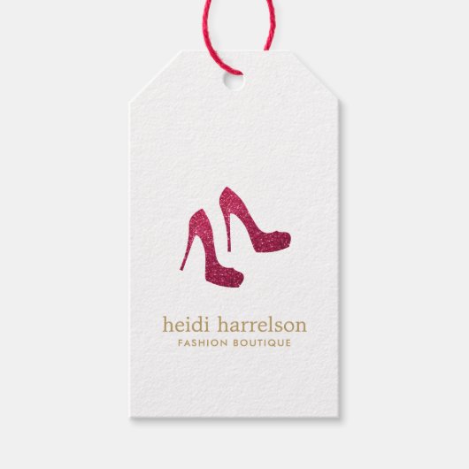 Red Glitter Heels Boutique Mode Cadeaulabel (Voorkant)