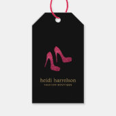 Red Glitter Heels Boutique Mode Zwart Cadeaulabel (Voorkant)
