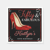 Red Glitter High Heels | Vijftig jaar en feestdag Servet (Voorkant)