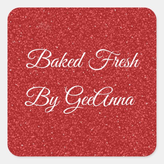 Red Glitter-kerstbakkerij Vierkante Sticker (Voorkant)