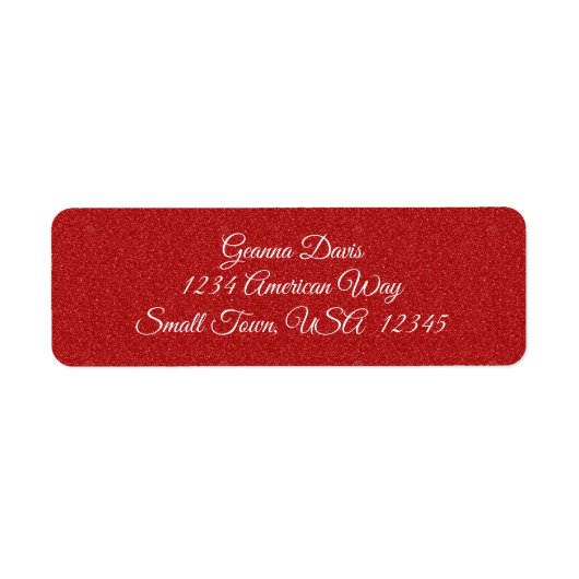 Red Glitter Kerstmis Etiket (Voorkant)