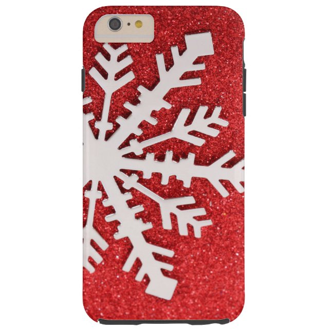 Red Glitter Kerstmis Sparkles Barely Snowflake Case-Mate iPhone Case (Achterkant)