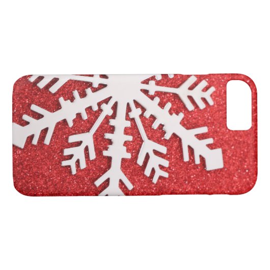 Red Glitter Kerstmis Sparkles Snowflake Case-Mate iPhone Case (Achterkant (Horizontaal))